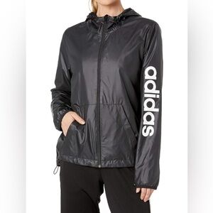 Adidas Women's Essentials Linear Windbreaker, Black, Small